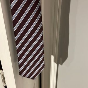 Dressmann Burgundy and Blue Striped Tie